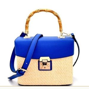 💥🔥ONLY 1 LEFT💥🔥Woven straw bamboo boxy handbag